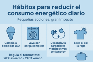 Hábitos para reducir consumo energético diario inforgrafia